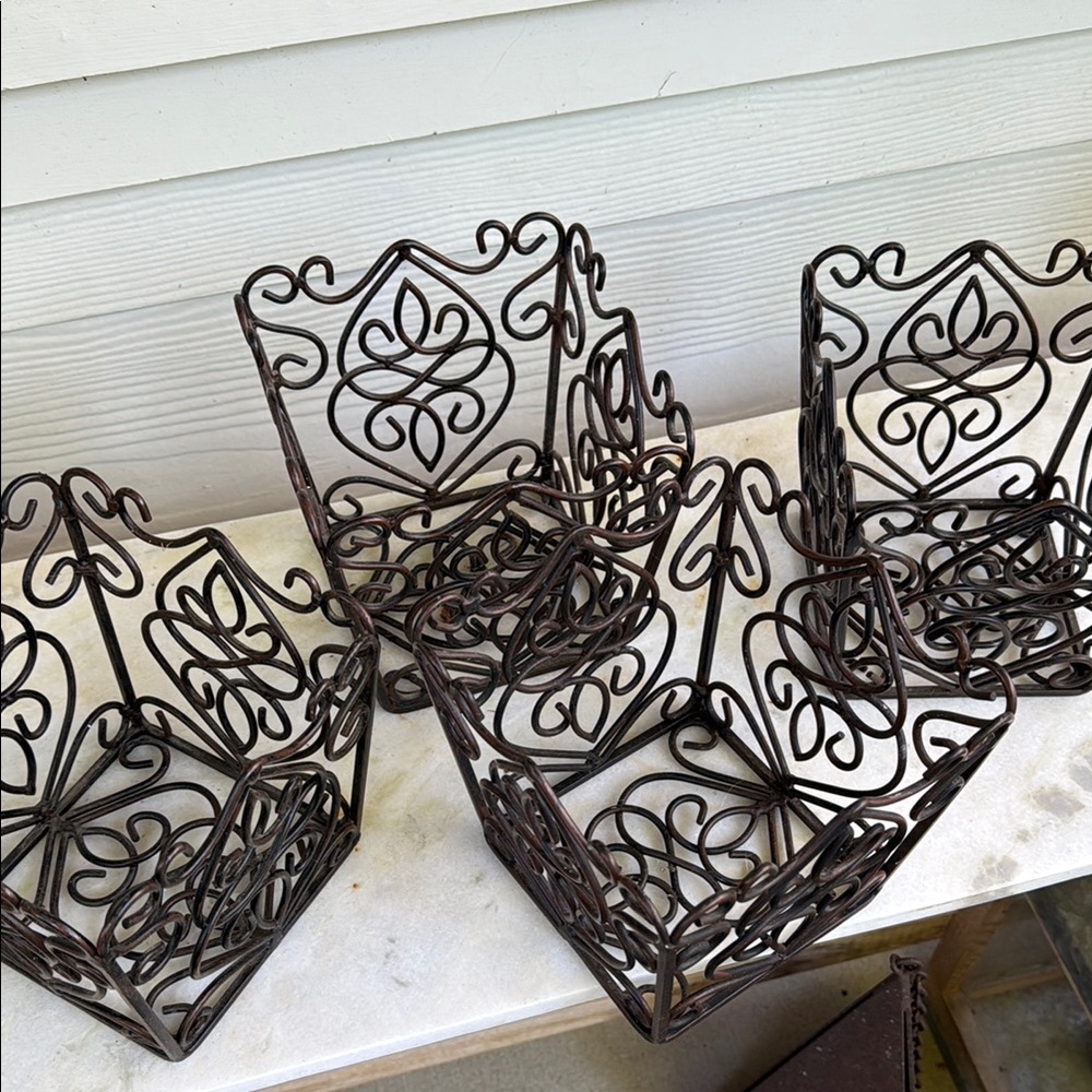 Intricate Black Metal Baskets Set